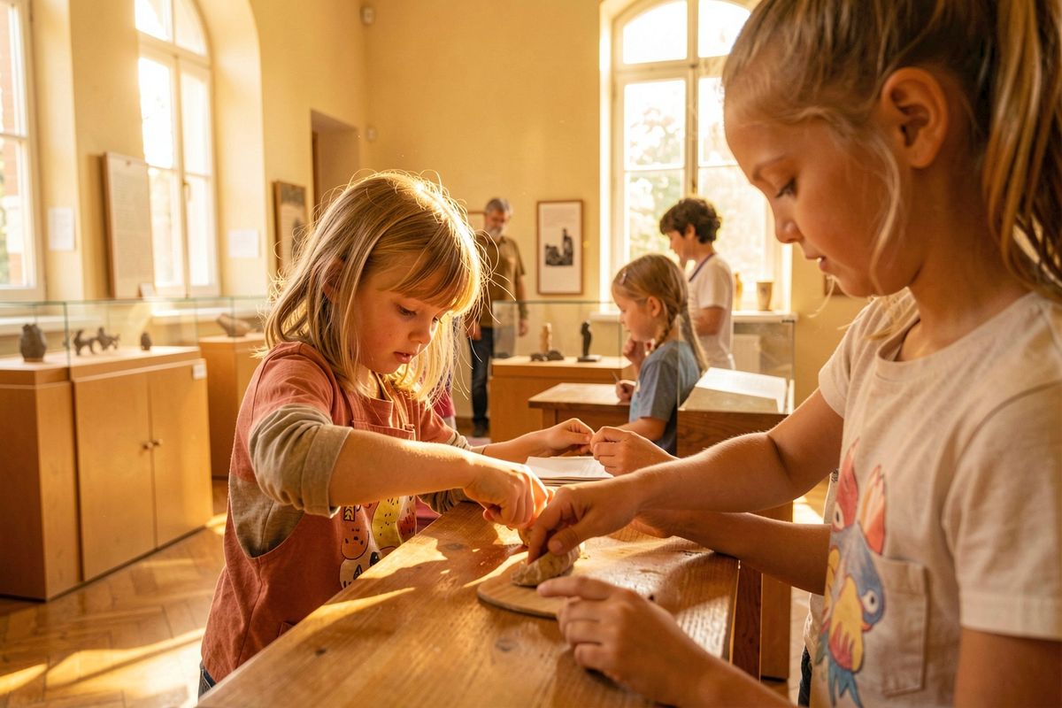 Navsteva muzea dve deti skolni chodba